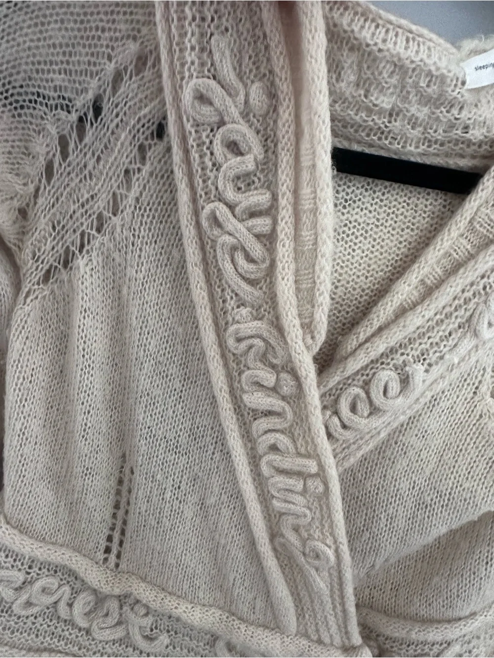 Unique Anthropologie Sleeping on Snow Cream Hooded Knit Sweater Cardigan